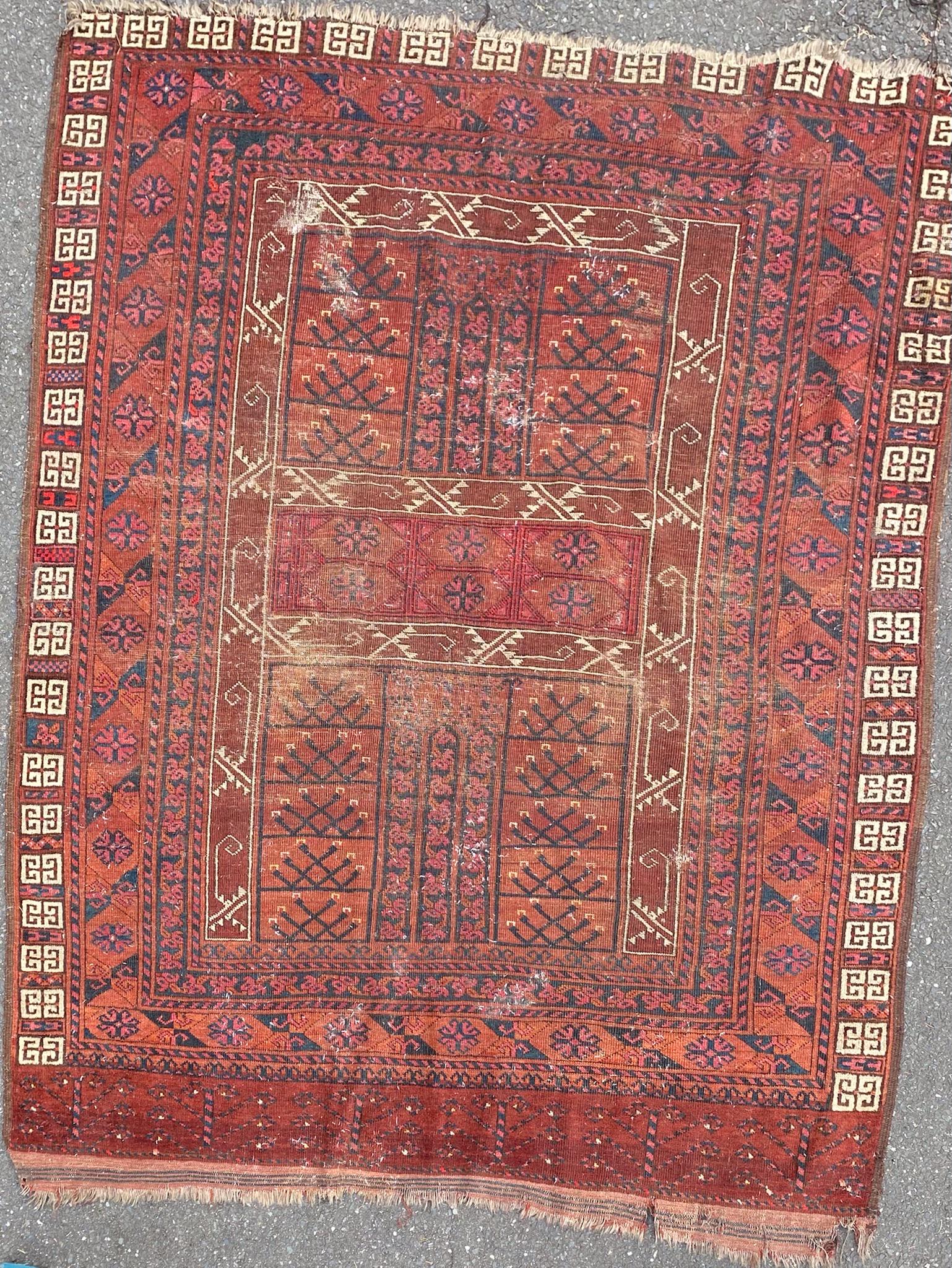 Antique Oriental Carpet Three Centeral Panels (1 of 6)