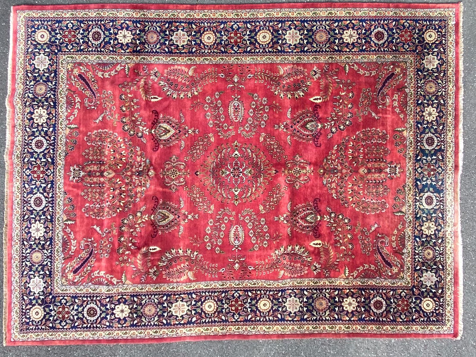 Vintage Room Size Oriental Rug Red Floral Background (1 of 7)