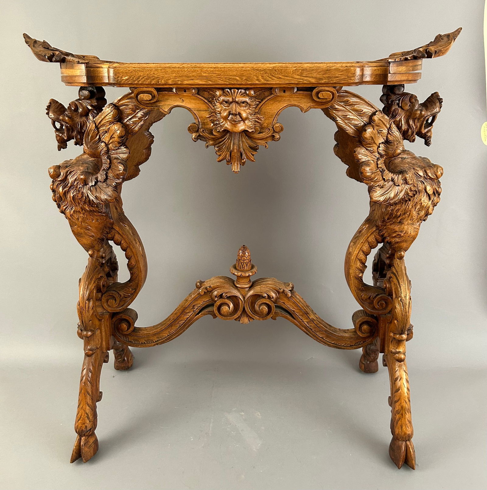 Intricately Carved Serving Table With Removable Tray: Intricately carved serving table with removable tray that fits into the top.