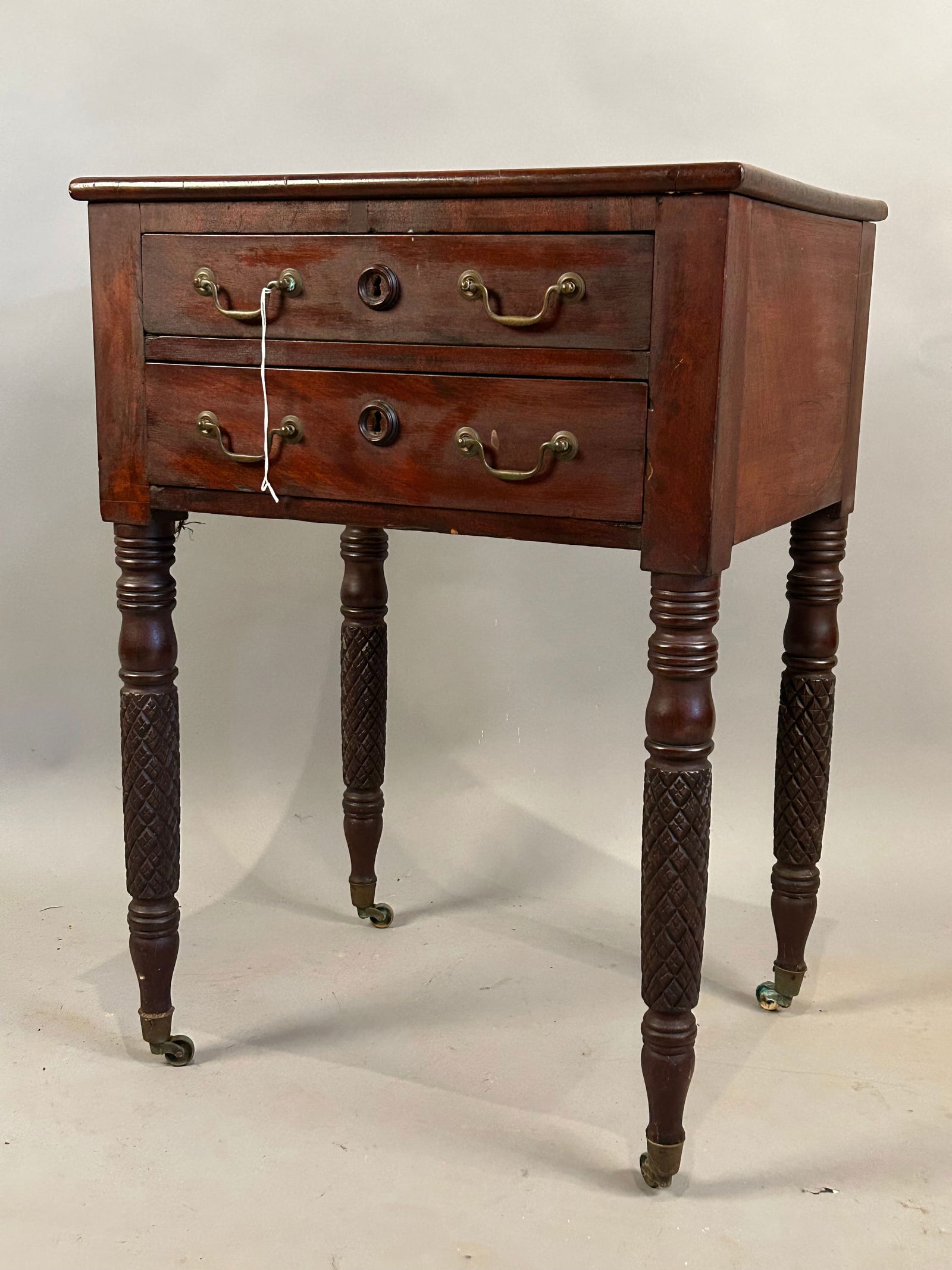 Two Drawer Stand w Nicely Carved Legs (1 of 6)