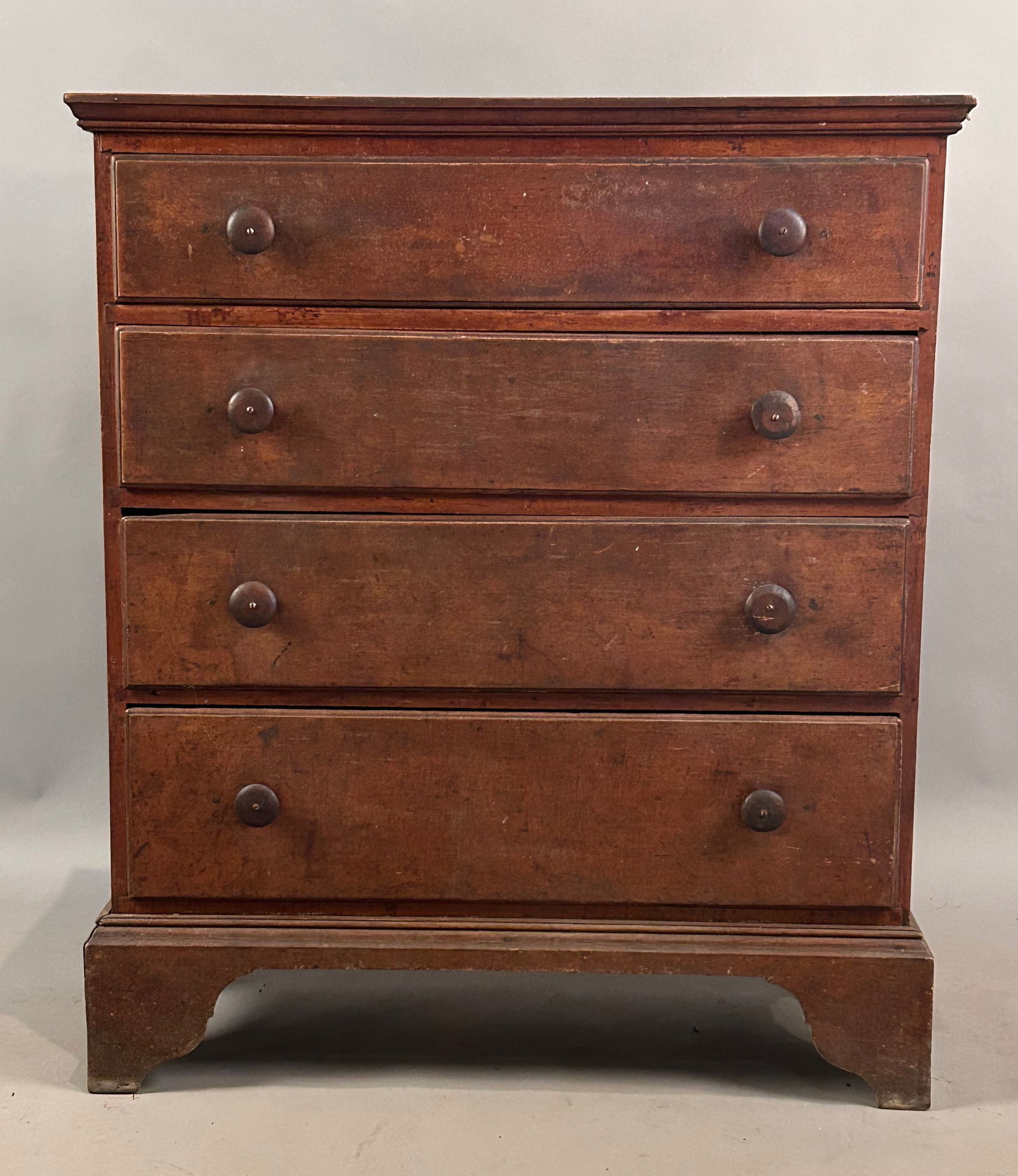 18th c Cherry Four Drawer Tall Chest (1 of 6)