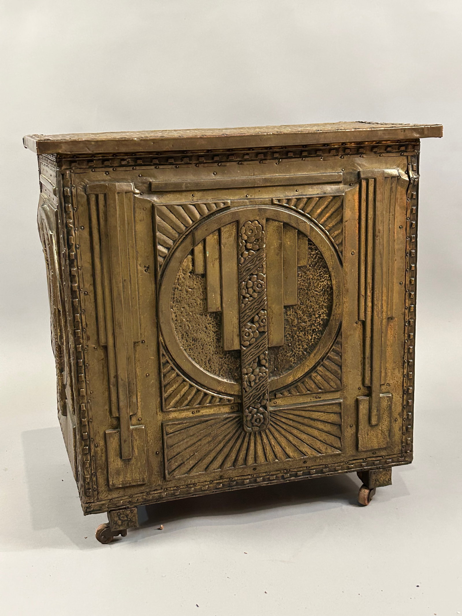 Art Deco Brass Kindling or Coal Box (1 of 7)