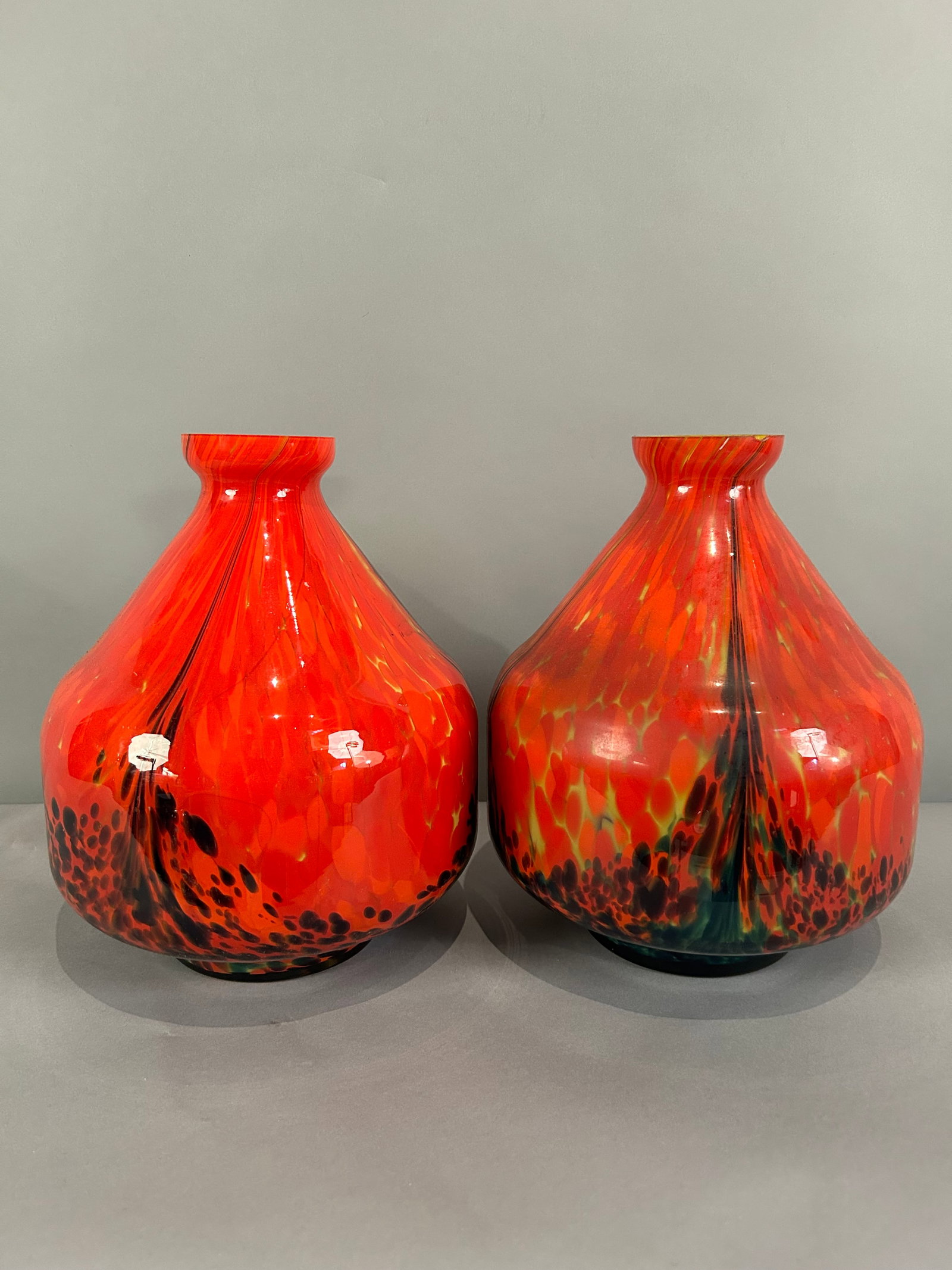 Pair of red Splatter Glass Vases (1 of 5)