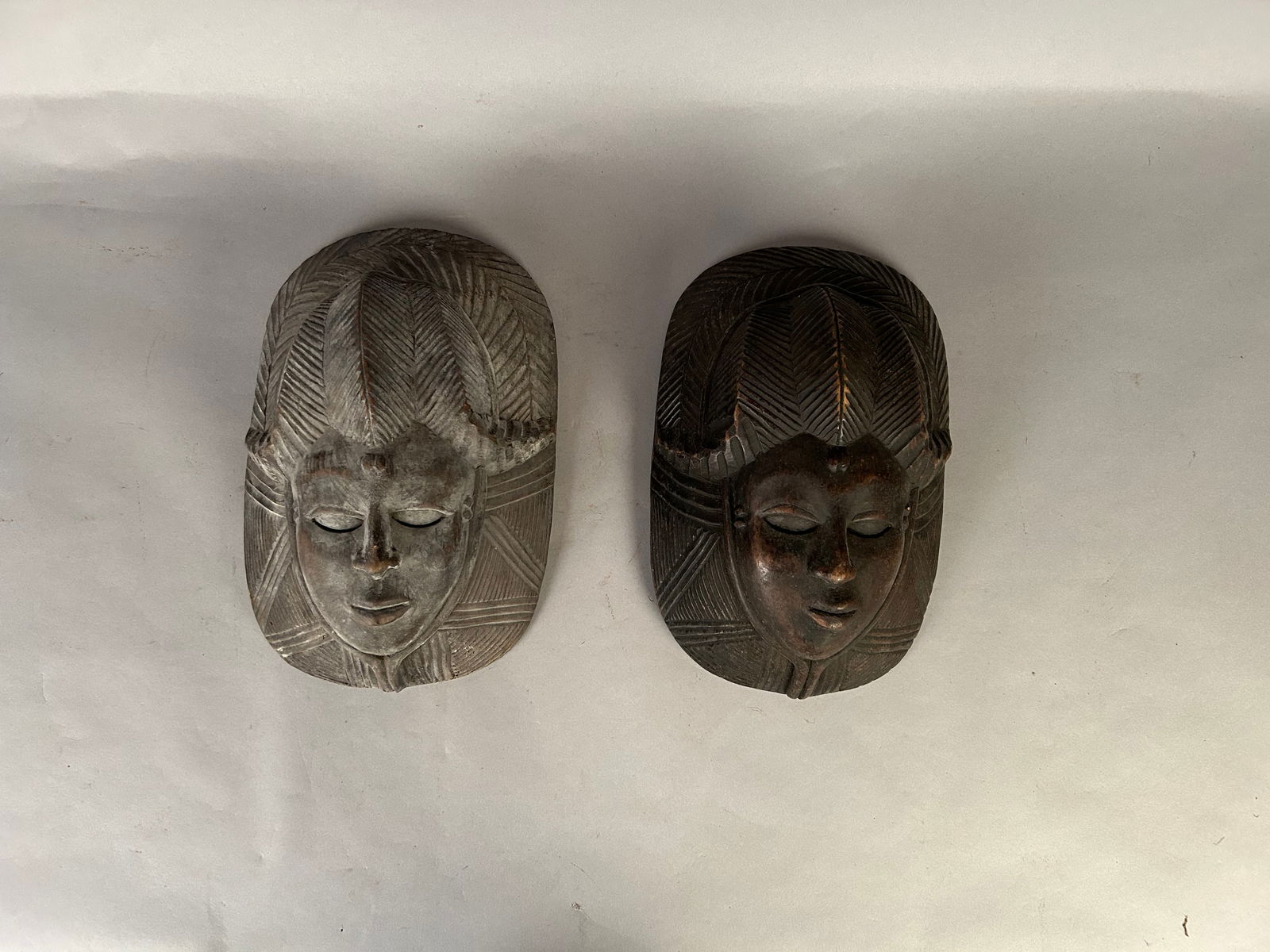 2 vintage hand carved African masks (1 of 8)