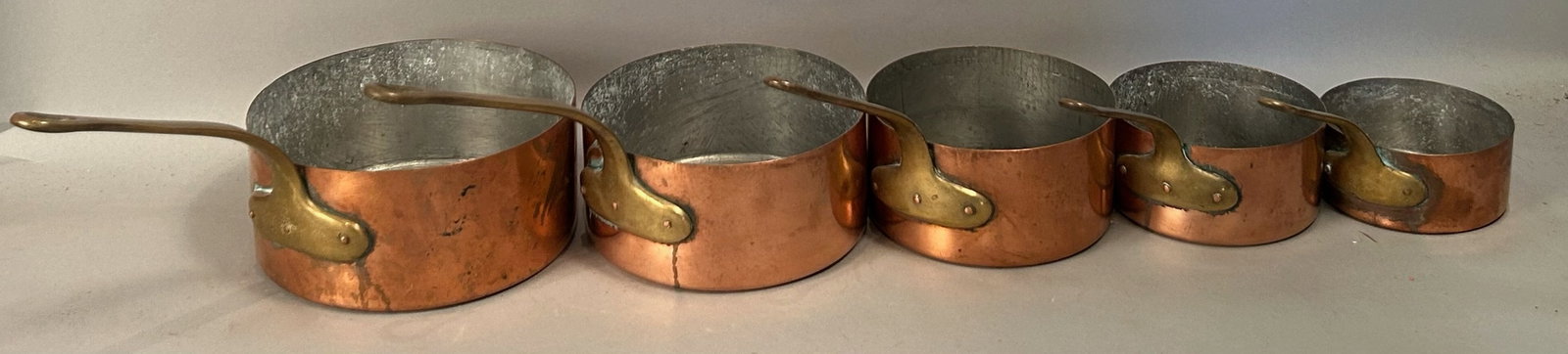 Set of Five Copper Pans (1 of 4)