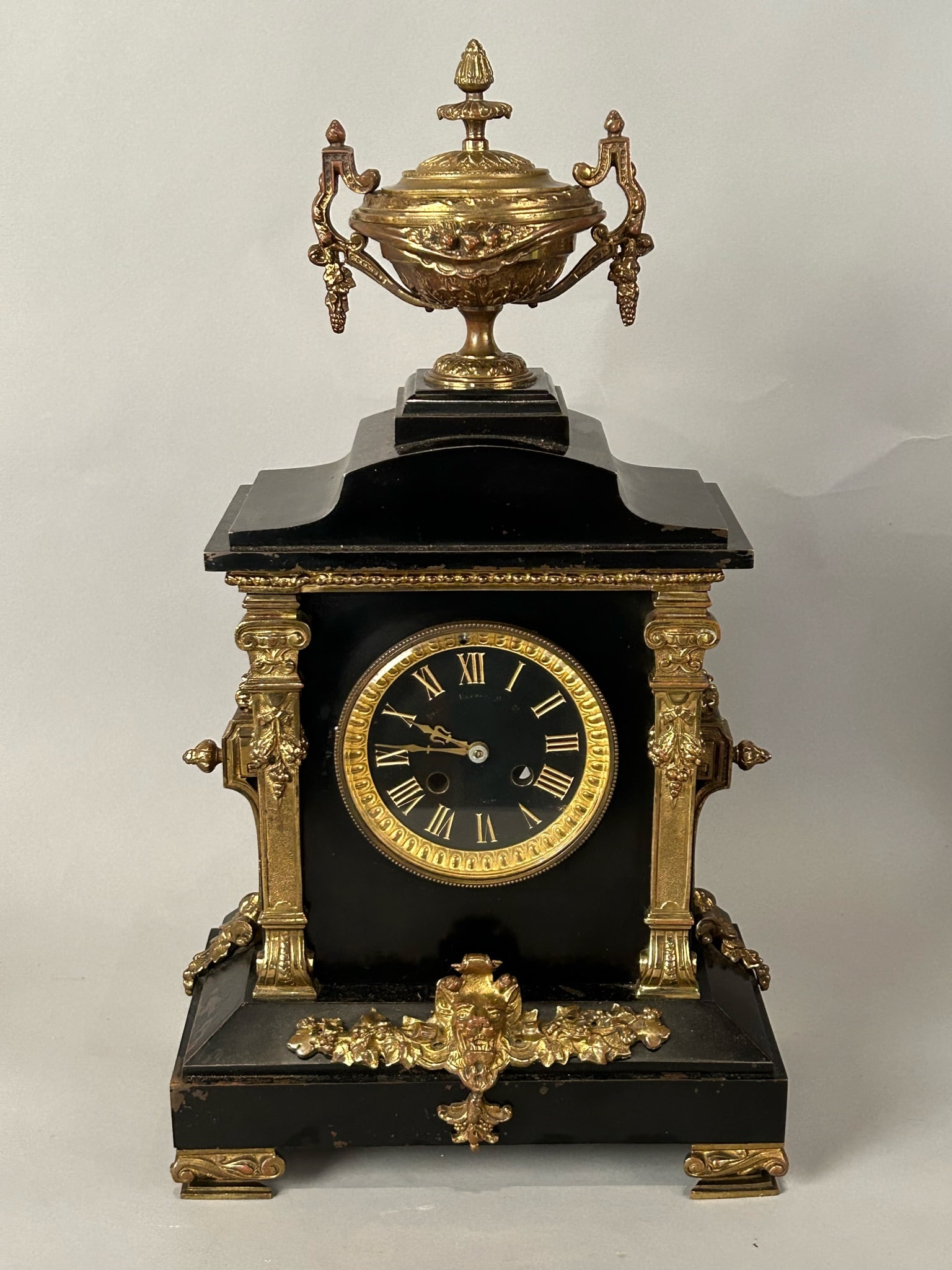 Bradley Hubbard Iron and Brass Mantle Clock (1 of 6)