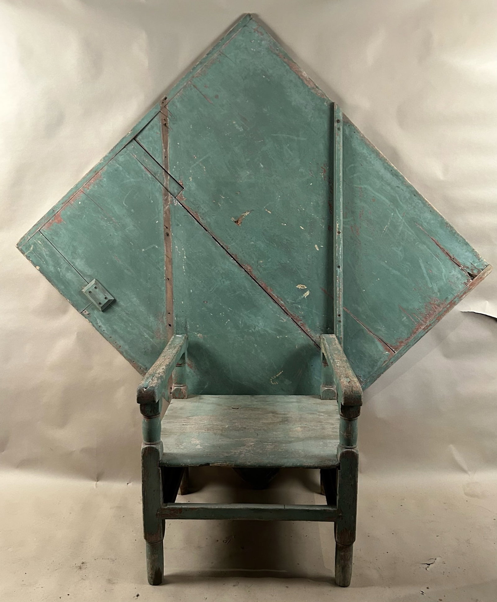 Antique Hutch Table Original Green Paint (1 of 13)
