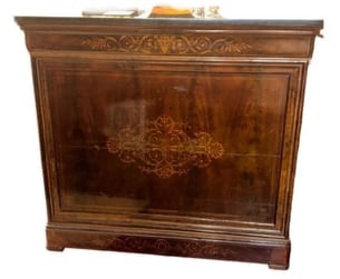French Charles X Figured Mahogany Inlaid Marble Top Console (1 of 6)