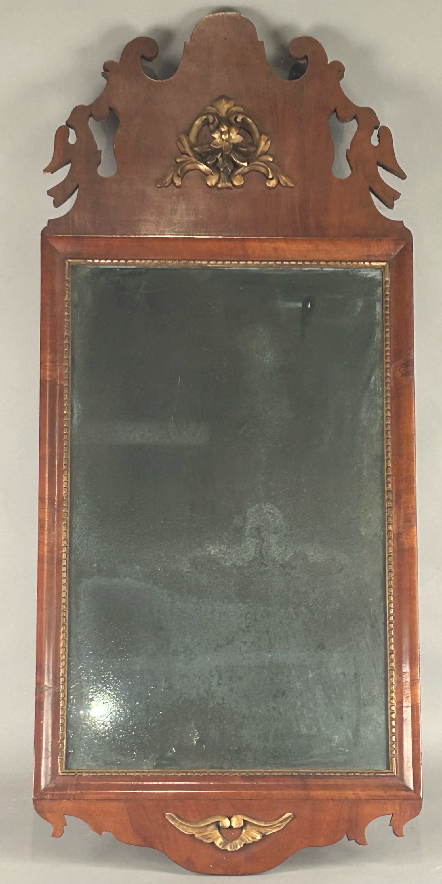 18th C Queen Anne Mirror w Bird Silhouette Cutout. (1 of 8)