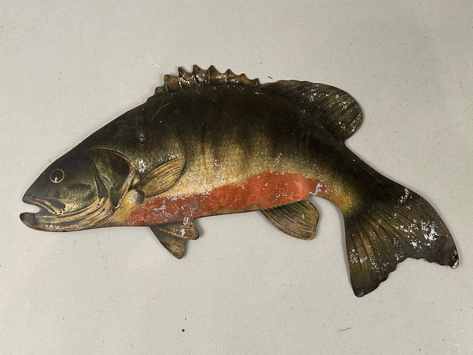 Black Bass Navy Chew Antique Fish Advertising Sign