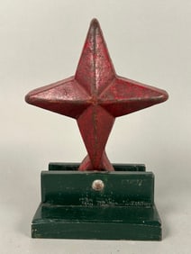 Antique Cast Iron Architectural Star Original Red Paint