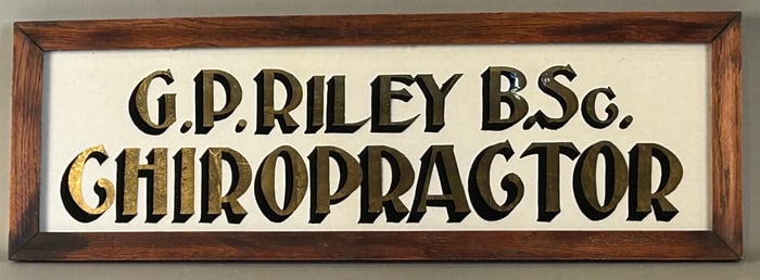 Antique G.P. Riley B.Sc. Chiropractor Sign
