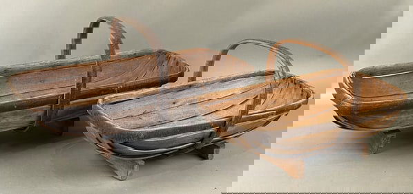 Two Large Antique Footed Gathering Baskets