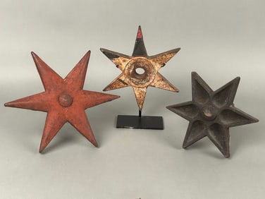 3 Cast Iron Six Pionted Architectural Stars