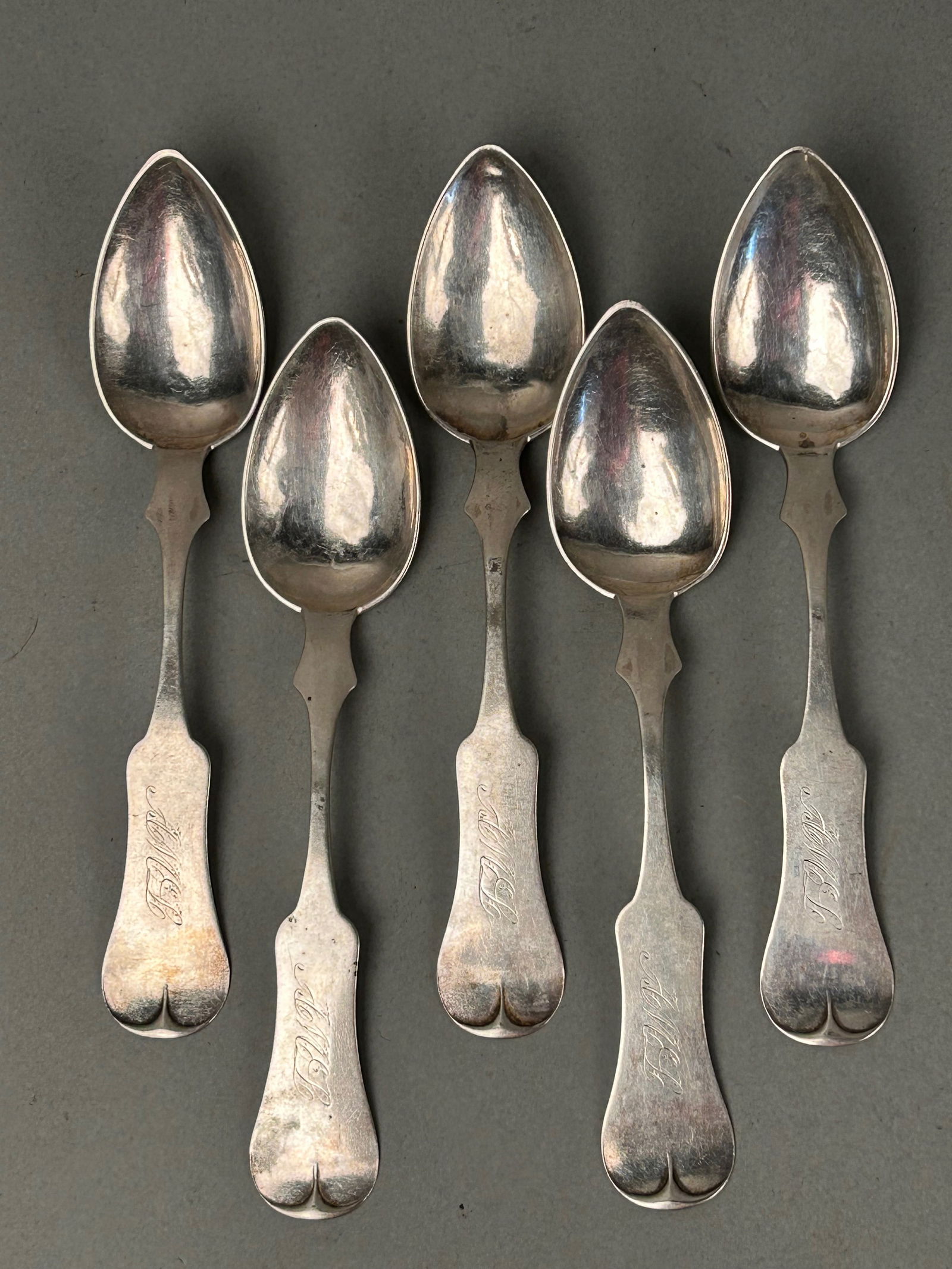 5 Coin Silver Tea Spoons E&D Kinsey Ohio (1 of 5)