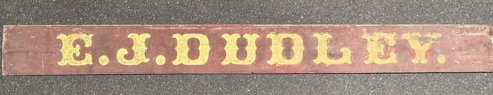19th c E J Dudey Large Wooden Sign Gold Lettering