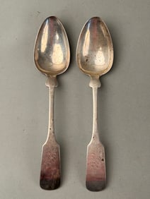 Pair Coin Silver Serving Spoons Kippen & Peabody Ct