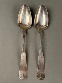Pair of Coin Silver Serving Spoons New Hampshire