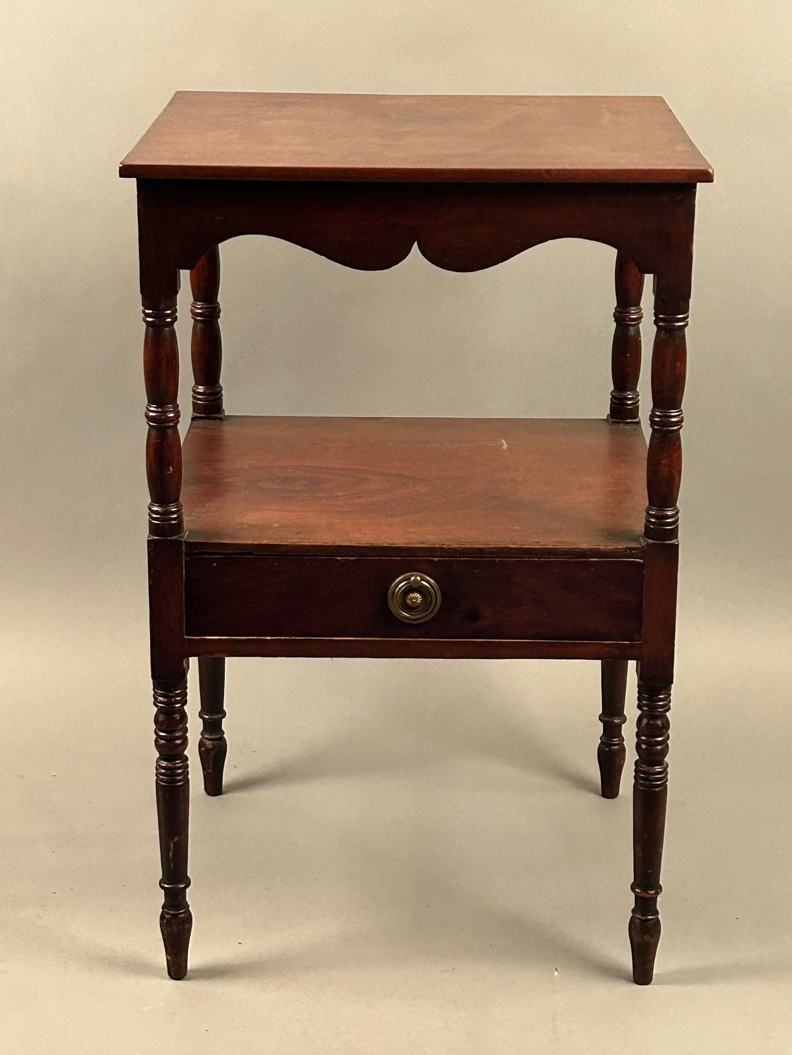 Federal Two Tiered Stand w Cupids Bow & Single Drawer (1 of 10)