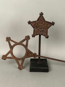 2 Antique Cast Iron Stars, One Marked GAR