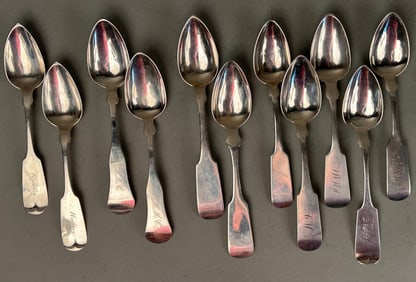 11 Coin Silver Tea Spoons New York