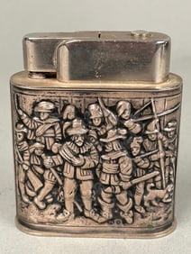 Large Sterling Silver Lighter Hallmarked Case Soldiers