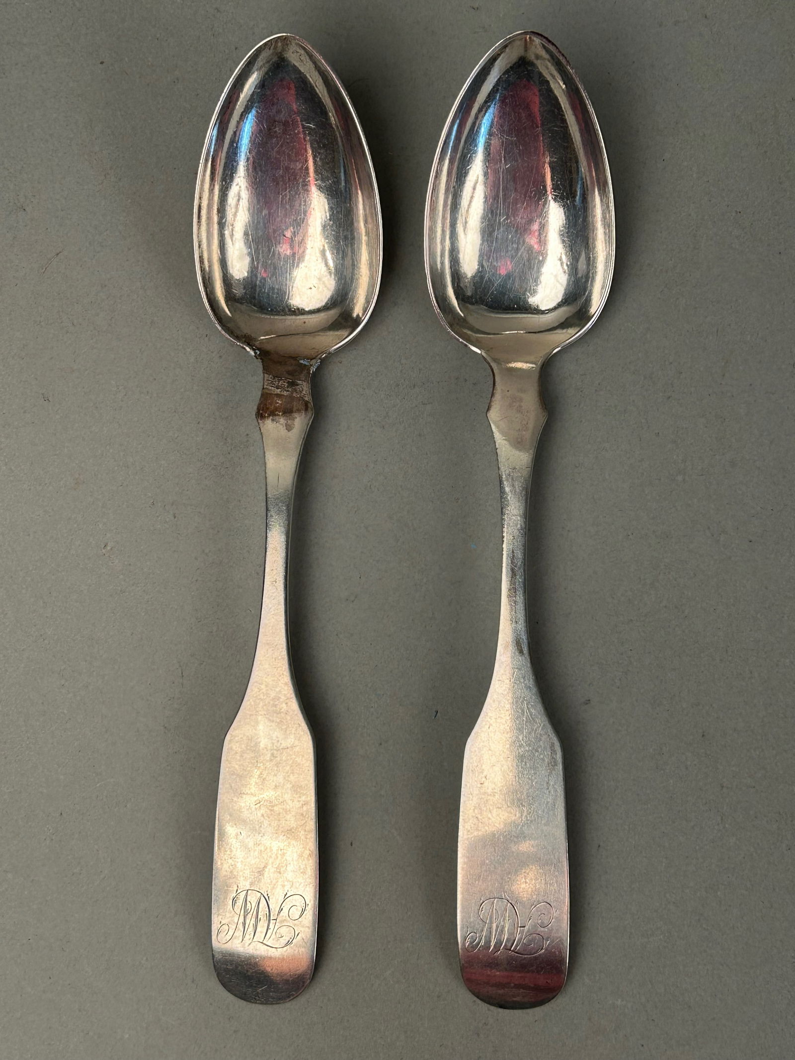 Pair of Coin Silver Sering Spoons Joseph Lownes (1 of 5)