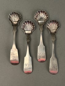 4 Coin Silver Shell Spoons Philadelphia