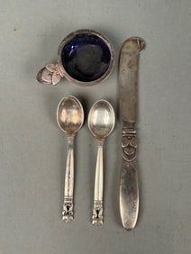 4 Pieces Georg Jensen Sterling Acorn Pattern