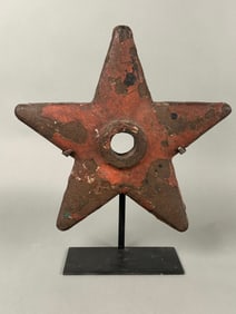 Antique Cast Iron Star Red Paint Remnants