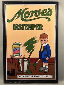 Rare Large Morse's Distemper Water Paint Porcelain Sign