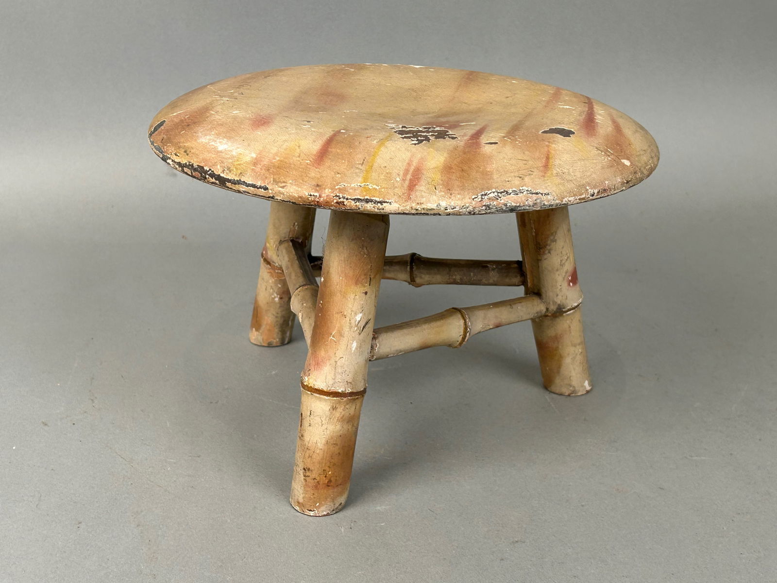 Paint Decorated Cricket Stool Bamboo Turnings (1 of 5)