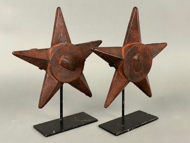 Pair 9" Cast Iron Architectural Stars