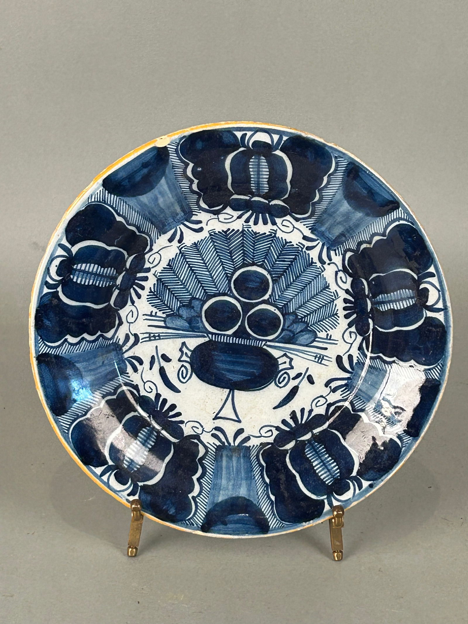 18th c Delft Plate Peacock Design Blue and White (1 of 8)