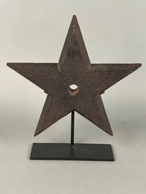 Antique Architectural Cast Iron Star on Wood Stand