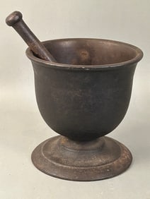 19th c Country Store Mortar and Pestle Large Size Cast Iron
