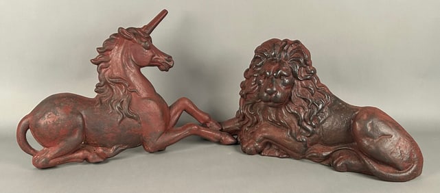 Cast Iron Unicorn and Lion