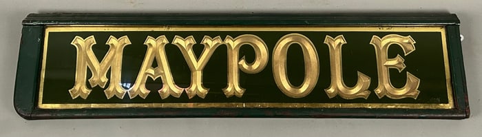 Antique Maypole Reverse Painted Glass Sign