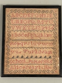 Antique Alphabet Sampler Alice Pearl 1886