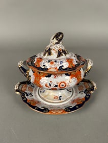 Small Imari ironstone soup tureen w liner