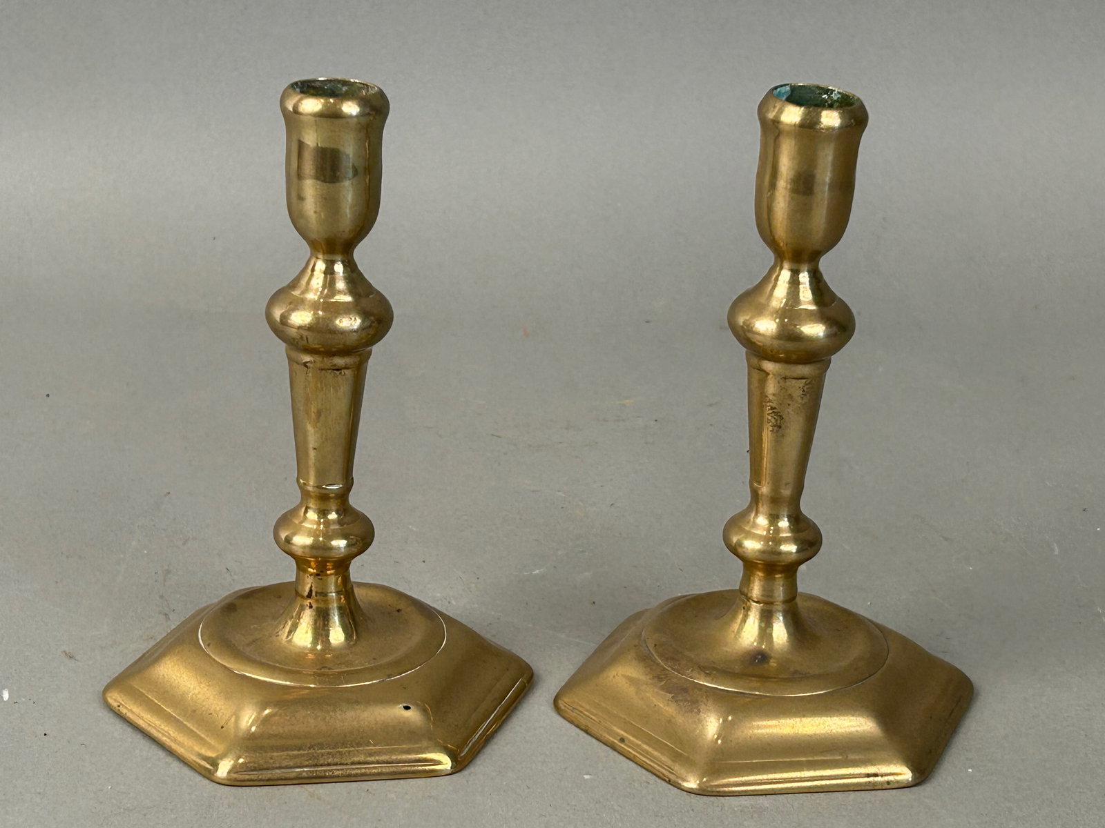 Pair of 18th c Brass Candlesticks (1 of 7)