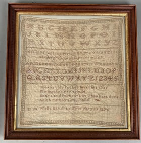 Antique Alphabet Sampler Eliza Wells Bardney 1876