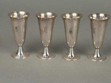 4 Tiffany & Co Sterling Silver Cordial Cups