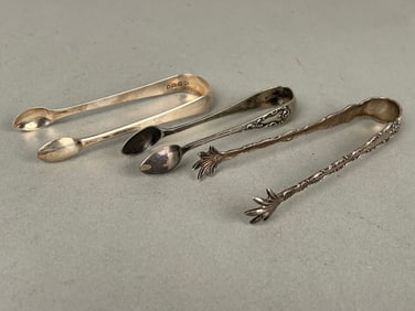 3 Sterling Silver Sugar Tongs
