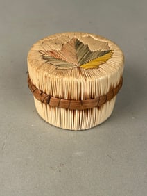 Early 20th c Quill Box w Maple Leaf Design