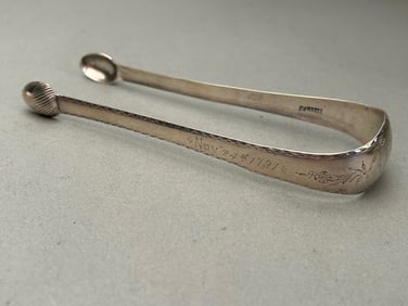 Coin Silver Tongs Engraved