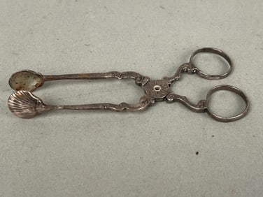 Pair Antique Sterling Silver Sugar Tongs