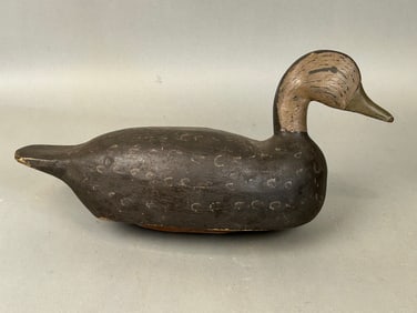 Antique Duck Decoy Brown Body Tan Head Green Beak