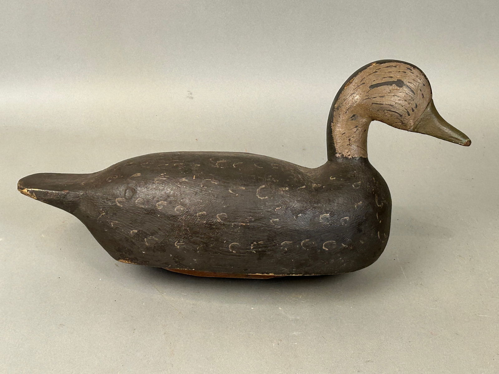 Antique Duck Decoy Brown Body Tan Head Green Beak (1 of 7)