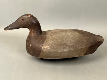 Antique Brown Duck Decoy w Grey, Black Beak